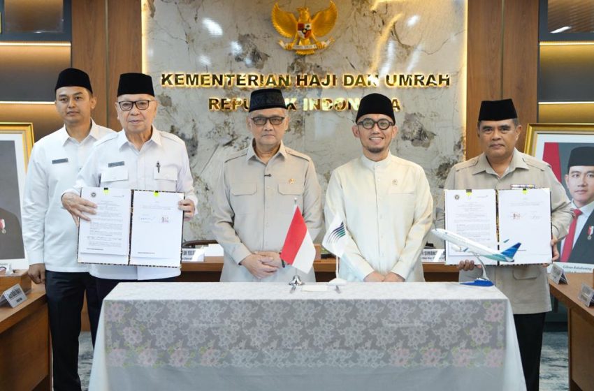  Kemenhaj dan Garuda Indonesia Resmi Kerja Sama Transportasi Udara Haji 1447–1449 H